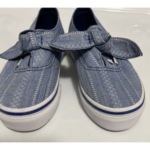 VANS Girls Blue White Textile Loafers Sz US 11
